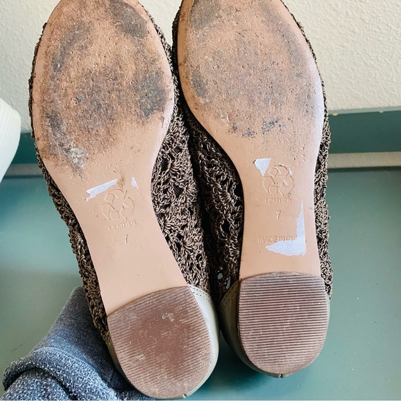 ALL BLACK Brown Crochet Lace Up Loafer Ballet Flats - Picture 6 of 8